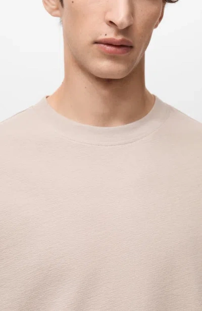 Mango Structured Relaxed Cotton T-shirt In Neutral