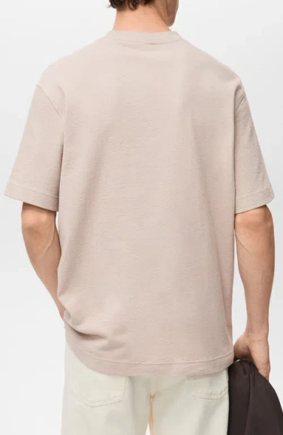 Mango Structured Relaxed Cotton T-shirt In Neutral
