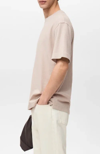 Mango Structured Relaxed Cotton T-shirt In Neutral