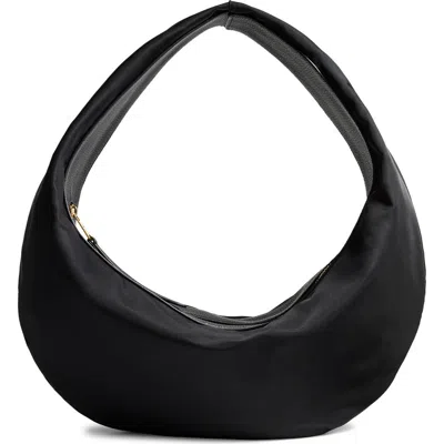 Khaite Olivia Sport Medium Textured Leather-trimmed Shell Shoulder Bag In Black