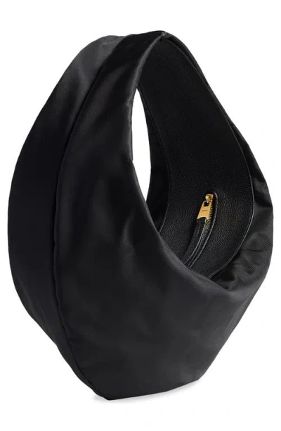Khaite Olivia Sport Medium Textured Leather-trimmed Shell Shoulder Bag In Black