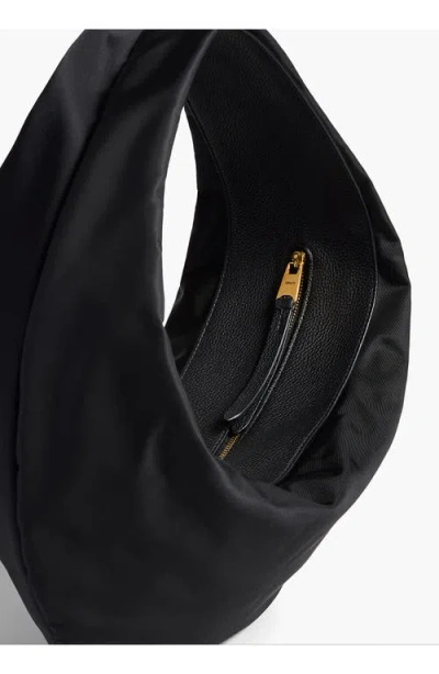 Khaite Olivia Sport Medium Textured Leather-trimmed Shell Shoulder Bag In Black