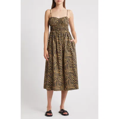 Rails Breeze Shirred Bodice Cotton Blend Sundress In Green