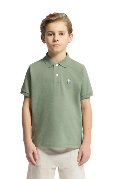 Psycho Bunny Kids' Cotton Piqué Polo In Green