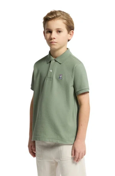 Psycho Bunny Kids' Cotton Piqué Polo In Green