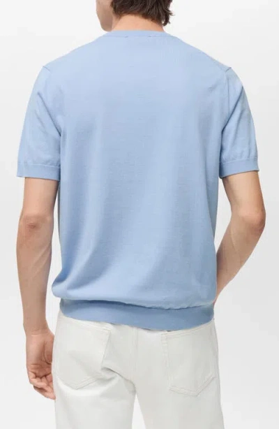 Mango Short Sleeve Cotton Crewneck Sweater In Blue