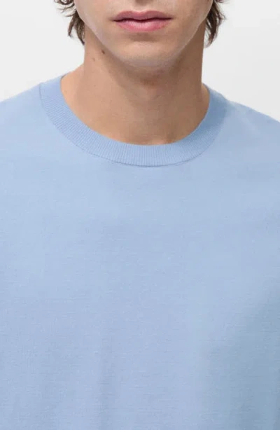 Mango Short Sleeve Cotton Crewneck Sweater In Blue