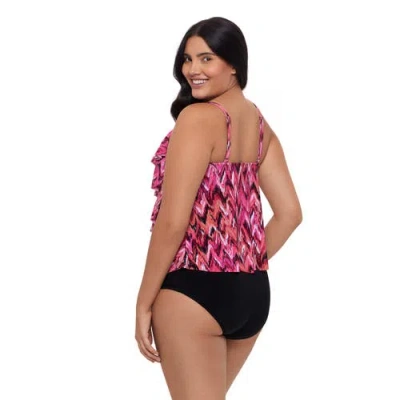 Trimshaper Rachel 5 Tier Ruffle Tankini Swimsuit Top In Pink