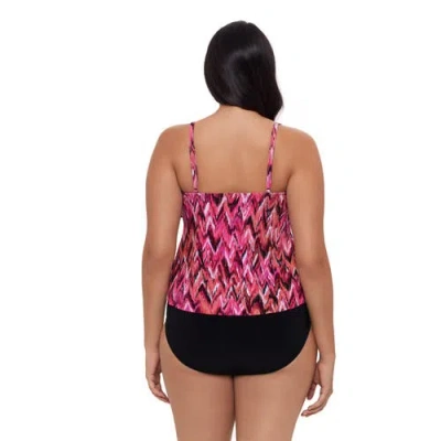 Trimshaper Rachel 5 Tier Ruffle Tankini Swimsuit Top In Pink