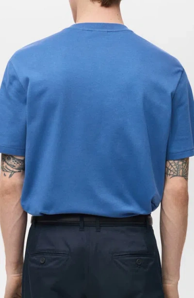 Mango Regular Fit Medium Weight Cotton T-shirt In Blue