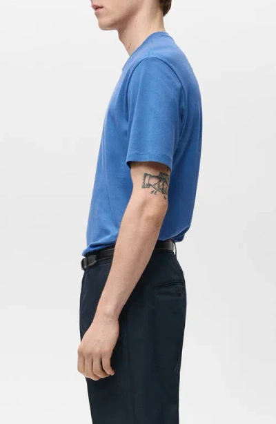 Mango Regular Fit Medium Weight Cotton T-shirt In Blue