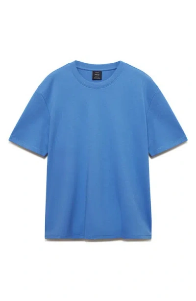 Mango Regular Fit Medium Weight Cotton T-shirt In Blue