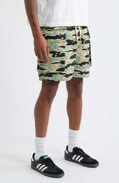 Billionaire Boys Club Bb Camo Drawstring Cargo Shorts In Green