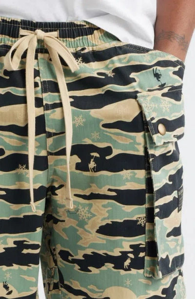 Billionaire Boys Club Bb Camo Drawstring Cargo Shorts In Green