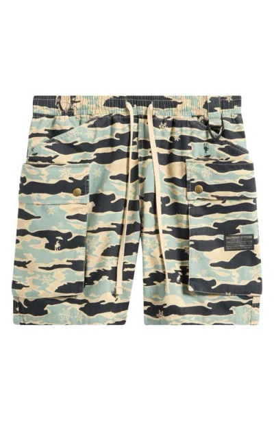 Billionaire Boys Club Bb Camo Drawstring Cargo Shorts In Green