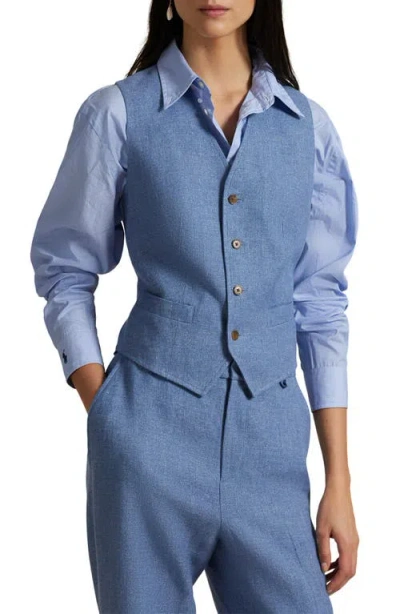 Polo Ralph Lauren Linen & Cotton Twill Vest In Blue