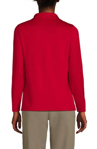 Lands' End School Uniform  Long Sleeve Feminine Fit Rapid Dry Polo Shirt In Black