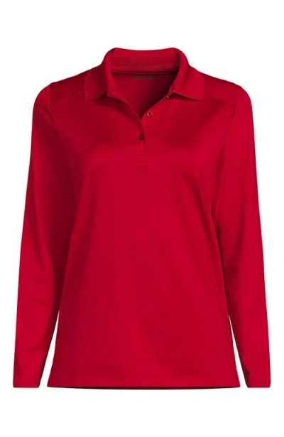 Lands' End School Uniform  Long Sleeve Feminine Fit Rapid Dry Polo Shirt In Black