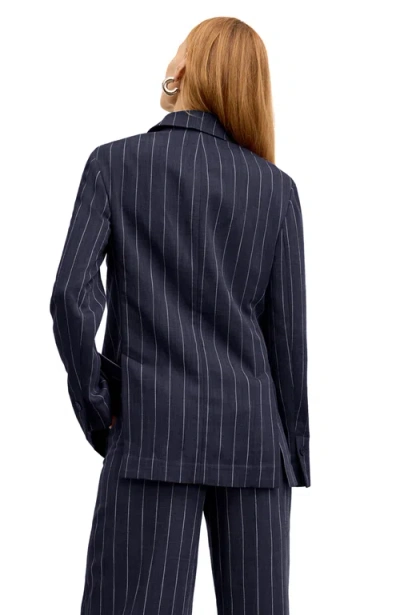 M.m.lafleur The Teddy Jacket - Striped Porto Weave In Blue