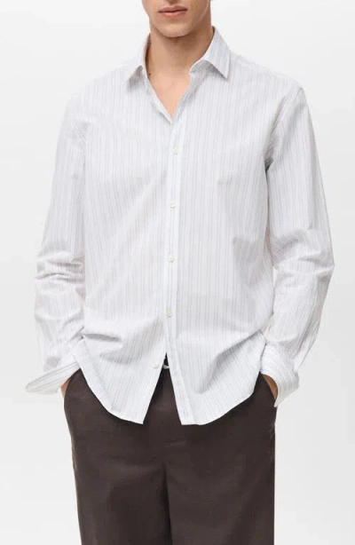 Mango Stripe Regular Fit Button-up Shirt In Red