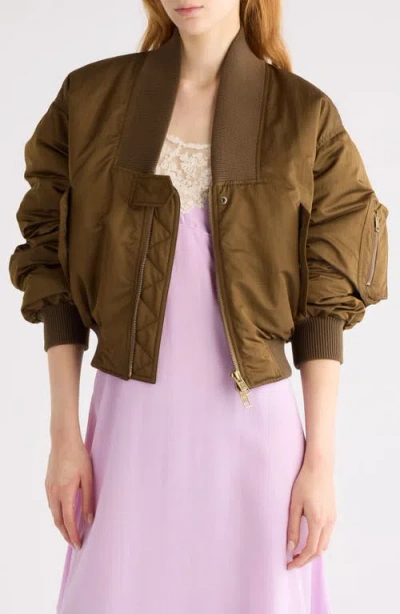 Chloé Short Ribbed Collar Snap Button Jacket In Brown