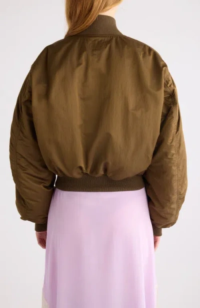 Chloé Short Ribbed Collar Snap Button Jacket In Brown