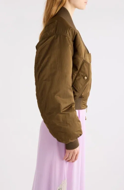 Chloé Short Ribbed Collar Snap Button Jacket In Brown