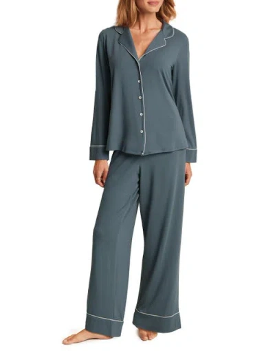 Adore Me Matilda Long Sleeve Top & Pants Pajama Set In Blue