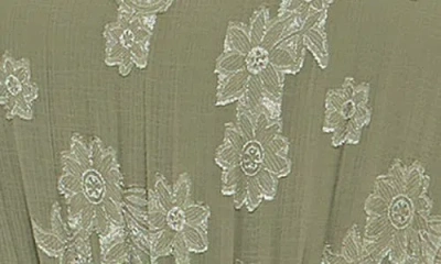 Socialite Floral Jacquard Tiered Sleeveless Dress In Green