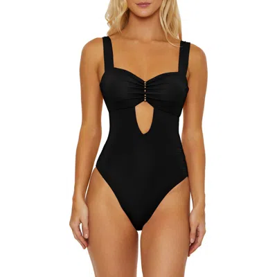 Isabella Rose Belmore Pleated One-piece Swimsuit In Black