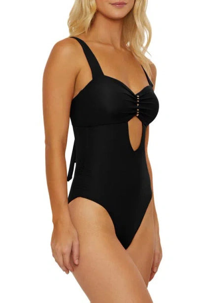 Isabella Rose Belmore Pleated One-piece Swimsuit In Black