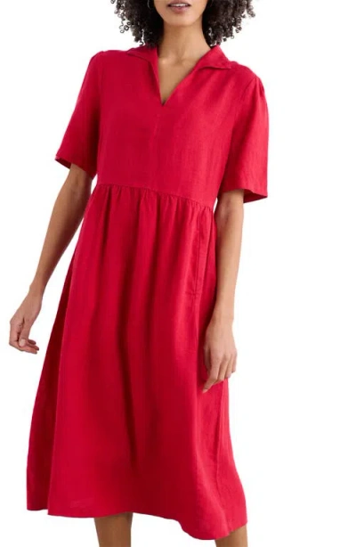 Seasalt Cornwall Fen Violet Linen Midi Shirtdress In Red