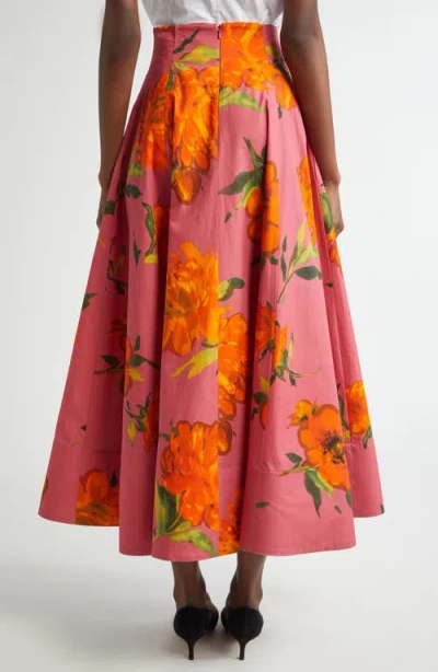 Lela Rose Parker Floral-print Cotton Maxi Skirt In Pink