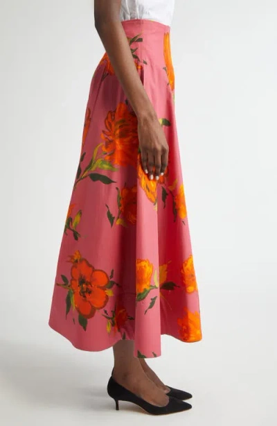 Lela Rose Parker Floral-print Cotton Maxi Skirt In Pink