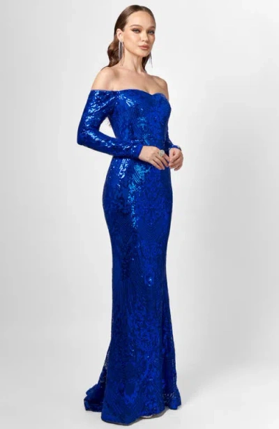 Bariano Zoya Long Sleeve Sequin Gown