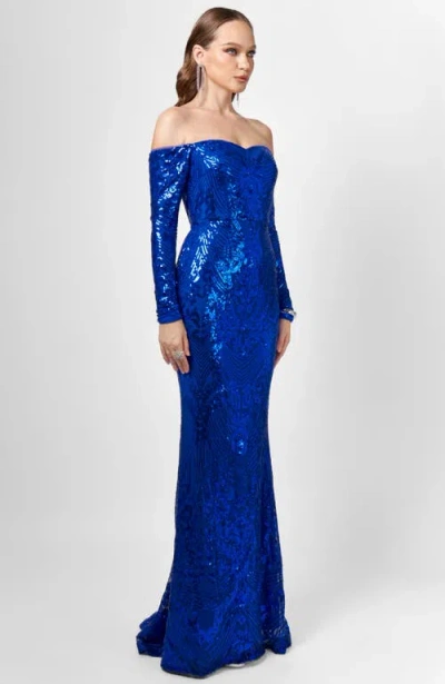 Bariano Zoya Long Sleeve Sequin Gown