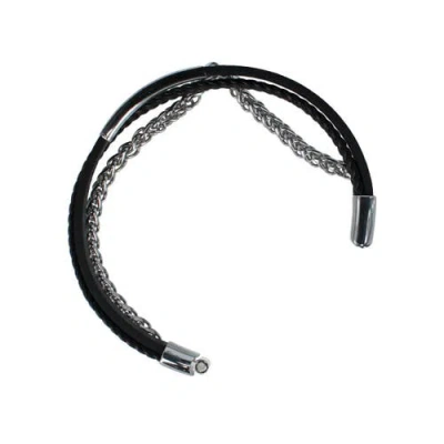 Trafalgar Loose Fit Zaid Metal And Leather Triple Strand Secure Clasp Bracelet