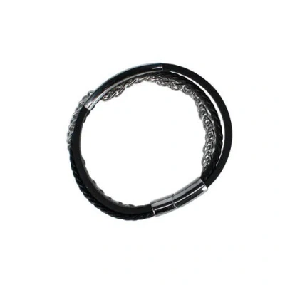 Trafalgar Loose Fit Zaid Metal And Leather Triple Strand Secure Clasp Bracelet