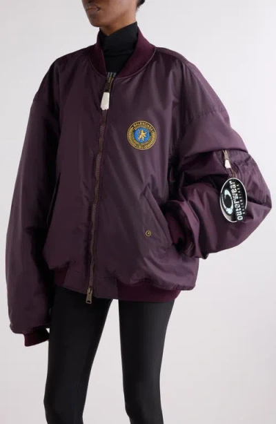 Balenciaga Violet Bomber Jacket With Logo Patch On The Front In Tech Fabric Woman In Purple
