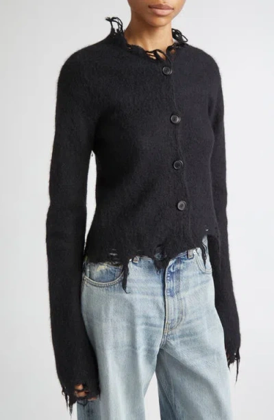 Haikure Jill Sweater With Long Sleeves And Distressed Edges In Black