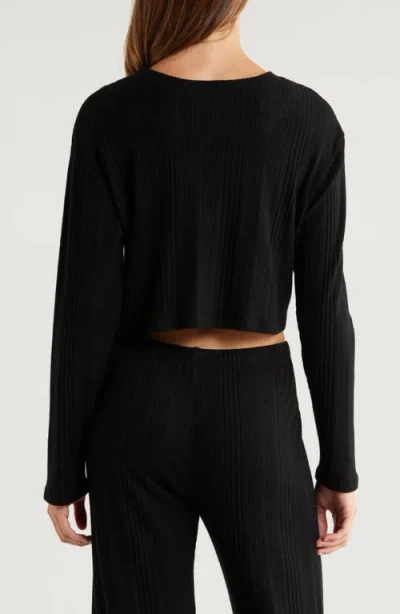 Andine Maeve Palermo Rib Long Sleeve Crop Top In Black
