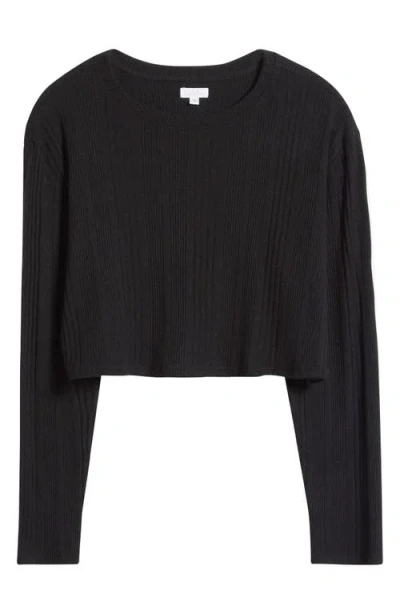 Andine Maeve Palermo Rib Long Sleeve Crop Top In Black