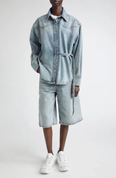 Haikure New Becky Wide Leg Denim Shorts In Blue