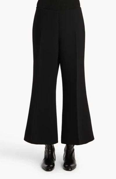 Khaite Walter Double Face Crepe Kick Flare Crop Pants In Black