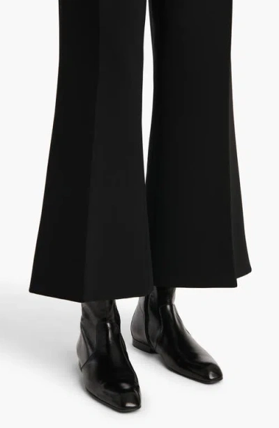 Khaite Walter Double Face Crepe Kick Flare Crop Pants In Black