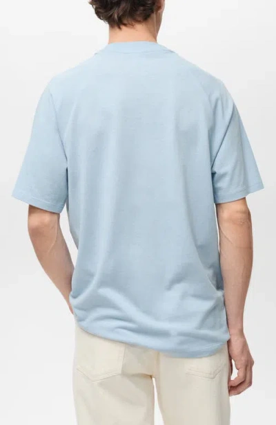 Mango Oversize Cotton & Linen Crewneck T-shirt In Blue