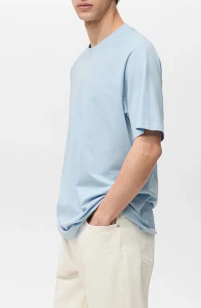 Mango Oversize Cotton & Linen Crewneck T-shirt In Blue