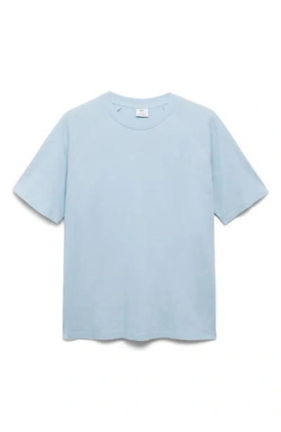 Mango Oversize Cotton & Linen Crewneck T-shirt In Blue