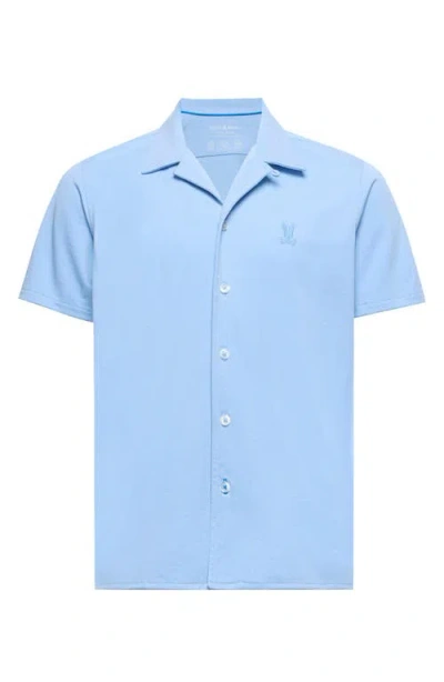 Psycho Bunny Kids' Bryan Pima Cotton Blend Camp Shirt In Blue