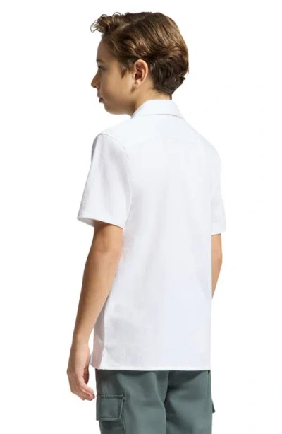 Psycho Bunny Kids' Bryan Pima Cotton Blend Camp Shirt In White